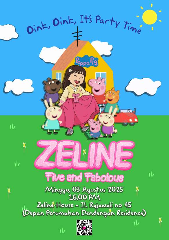 Undangan Peppa Pig Dengan Gambar Anak Kecil Perempuan - Image 1