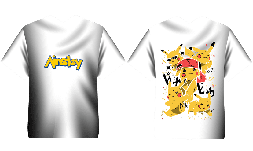 Kaos Custom Pokemon Pikachu Dengan Nama - Image 1