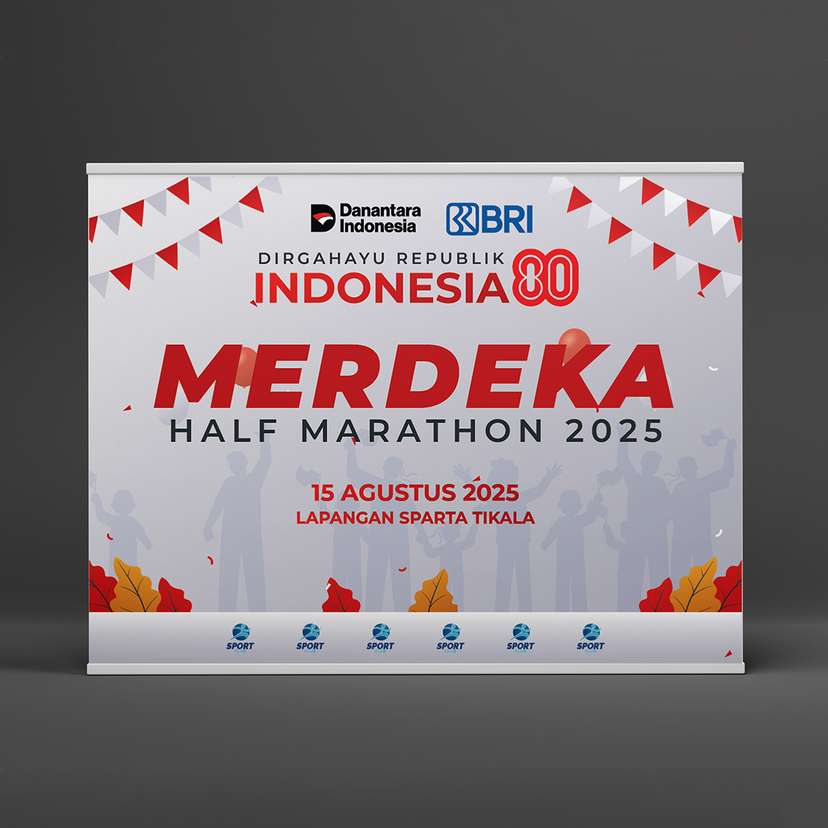 Backdrop Event Running Kemerdekaan 17 Agustus Half Marathon Putih - Image 1