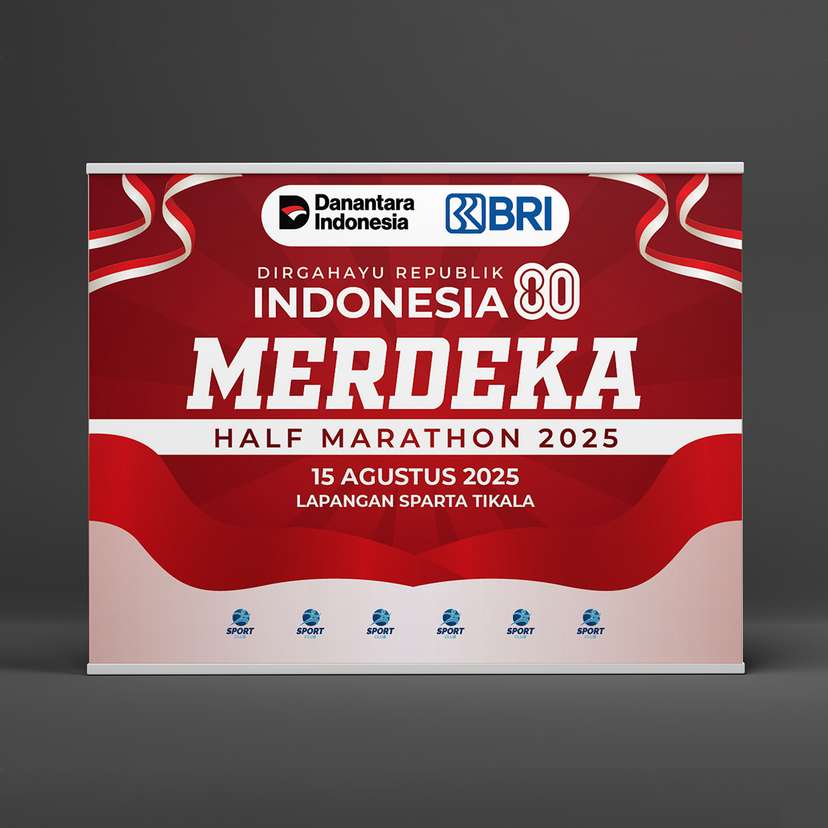 Backdrop Event Running Kemerdekaan 17 Agustus Half Marathon Merah Bendera - Image 1