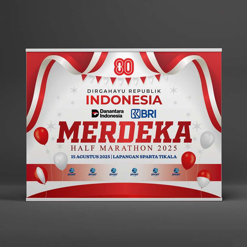 Backdrop Event Running Kemerdekaan 17 Agustus Half Marathon Merah Putih - Image 1