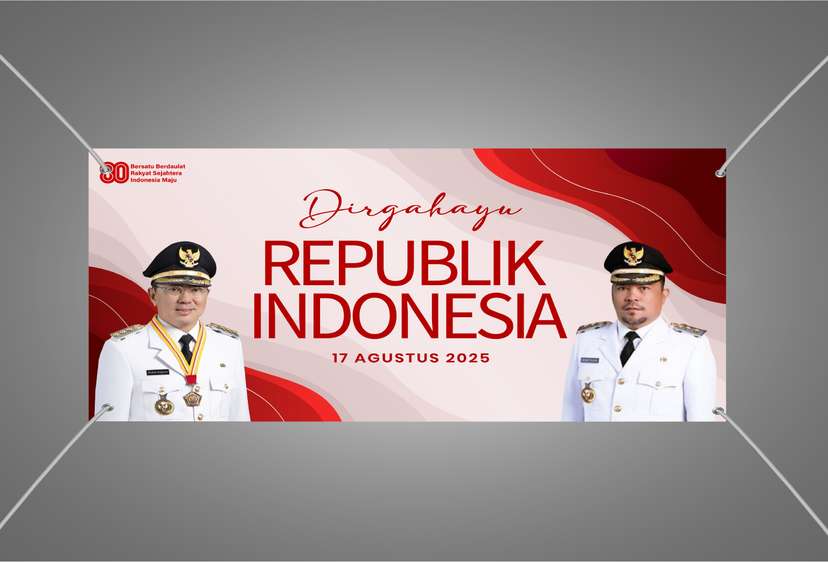 Baliho Kemerdekaan Latar Gradasi Merah Putih Bergelombang - Image 1