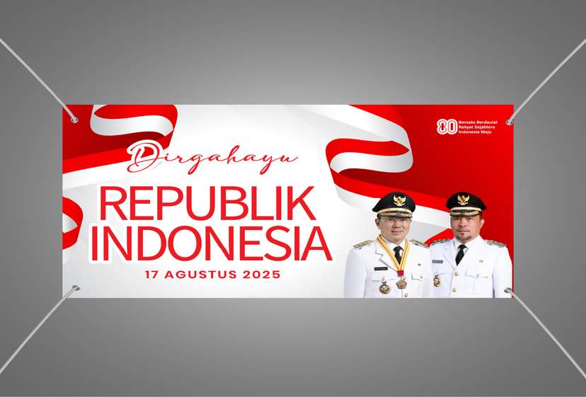 Baliho Kemerdekaan Formal Bernuansa Merah Putih dengan Garis Lengkung Elegan - Image 1