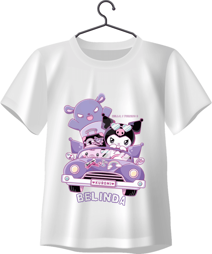 Kaos Custom Ulang Tahun Kuromi Mobil - Image 1