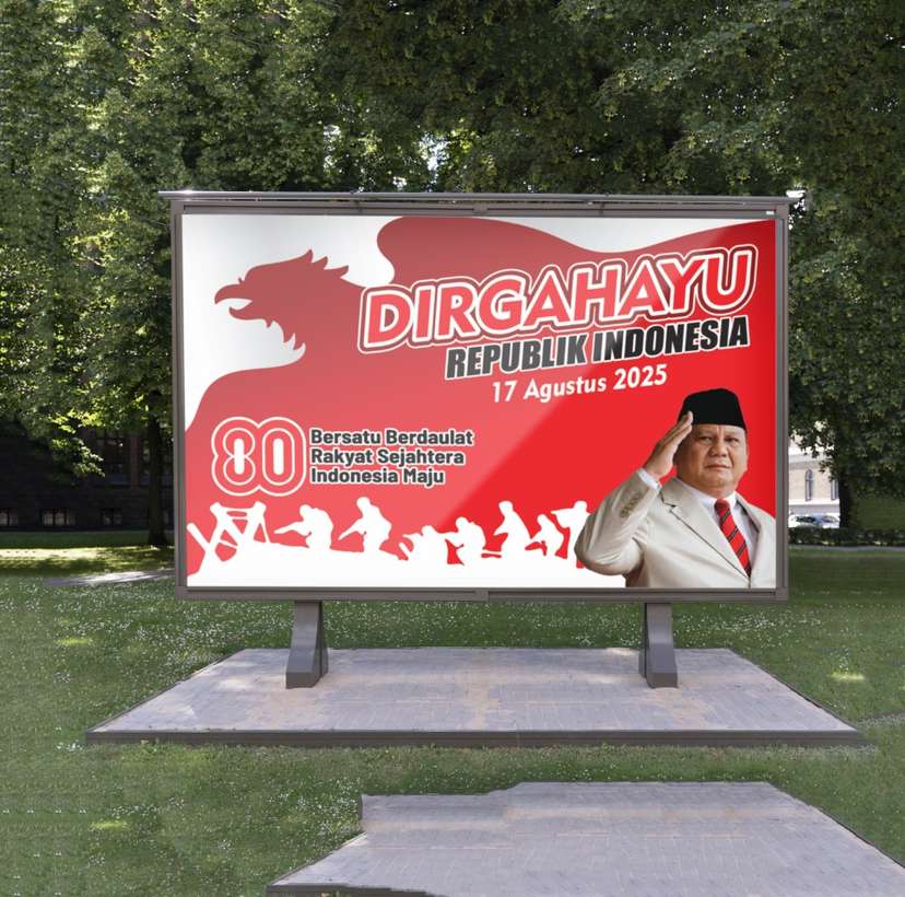 Baliho HUT RI ke-80 – Semangat Persatuan untuk Indonesia Maju - Image 1