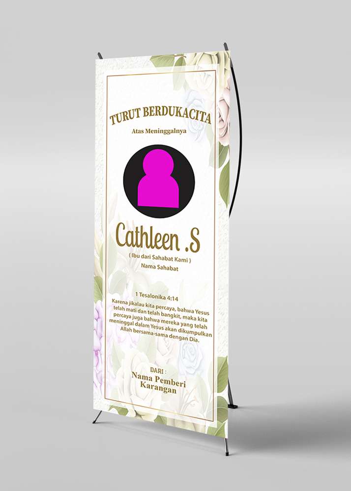 Banner Duka Cita Putih Elegan dengan Bingkai Emas - Image 1