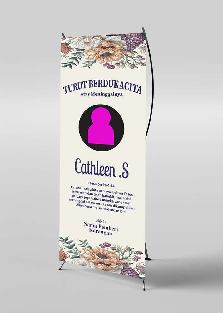 Banner Duka Cita Putih Cream dengan Bunga Vintage - Image 1