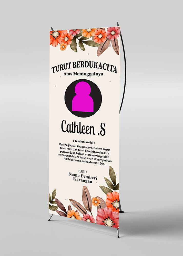 Banner Duka Cita dengan Latar Cream dan Bunga Cerah - Image 1