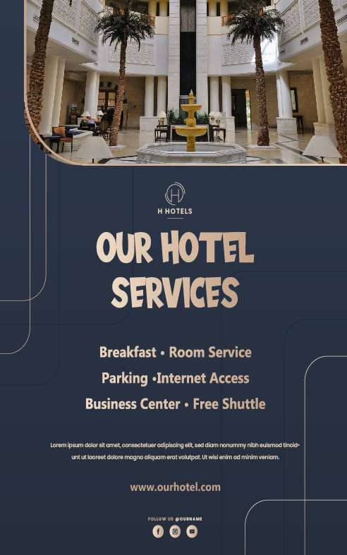 Mini Standing Banner Promosi Hotel Simple Navy - Image 1