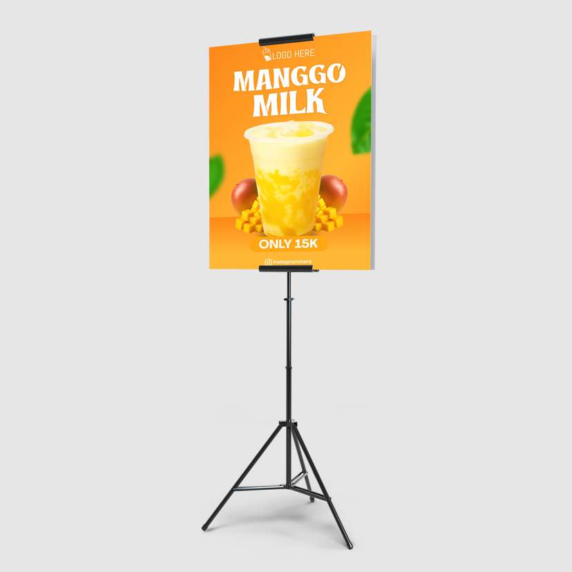 Foamboard Promo Minuman Manggo Milk Warna Kuning Cerah - Image 1
