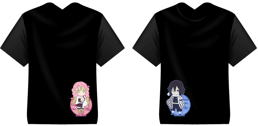 Kaos Anime Chibi Mitsuri & Obanai Demon Slayer Couple Edition - Image 1