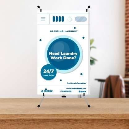 Mini Standing Banner Untuk Laundry Dengan Bentuk Mesin Cuci - Image 1