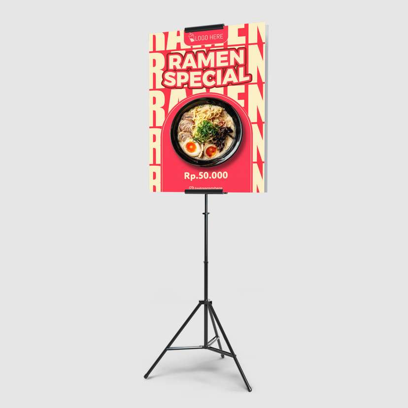 Foamboard Promo Makanan Ramen Dengan Warna Dominan Merah Krem - Image 1
