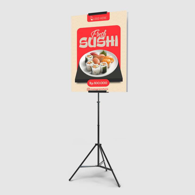 Foamboard Promo Makanan Sushi Dengan Warna Dominan Merah Krem - Image 1
