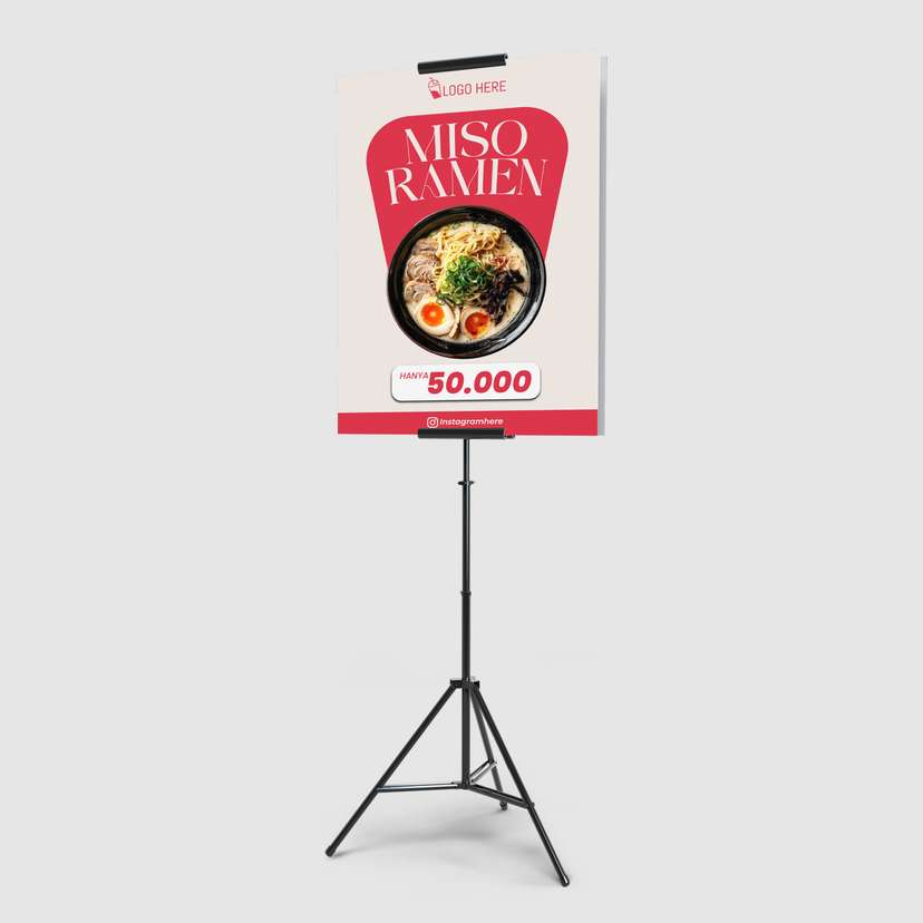 Foamboard Promo Makanan Miso Ramen Dengan Warna Merah Krem Soft - Image 1