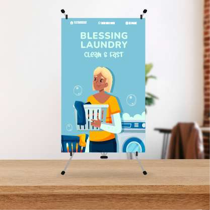 Mini Standing Banner Blessing Laundry Clean And Fast - Image 1
