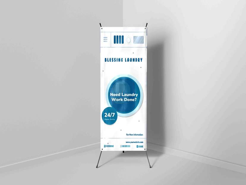 X Banner Untuk Laundry Dengan Bentuk Mesin Cuci - Image 1