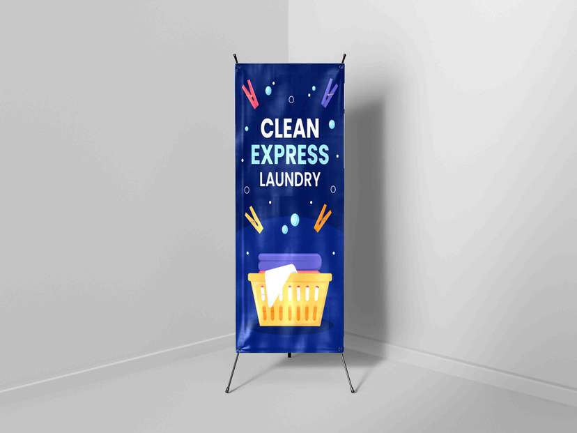 X Banner Clean Express Laundry Navy - Image 1