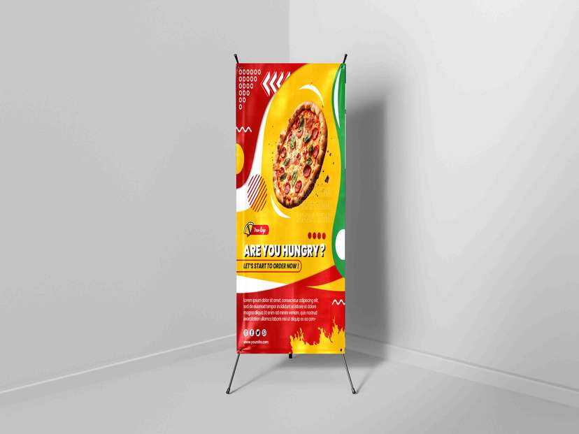 X Banner Restoran Pizza Dengan Teman Are You Hungry - Image 1