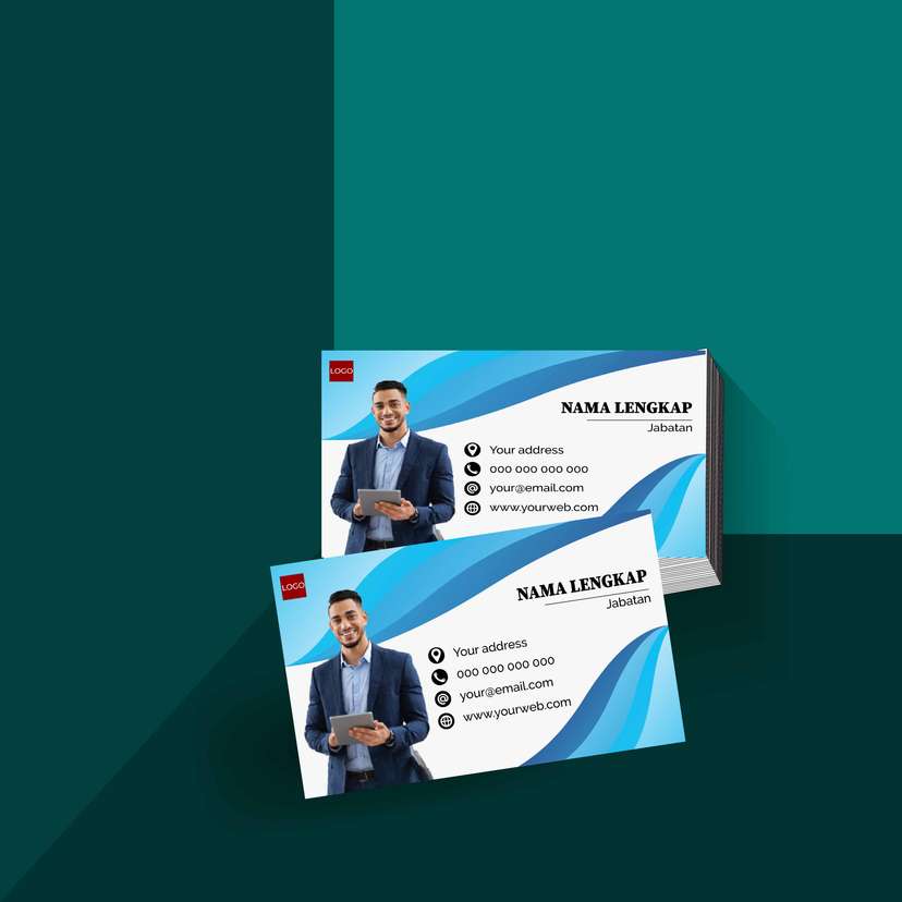 Kartu Nama Korporat Biru Ombak Futuristik dengan Nuansa Formal untuk Identitas Profesional dan Kesan Elegan - Image 1