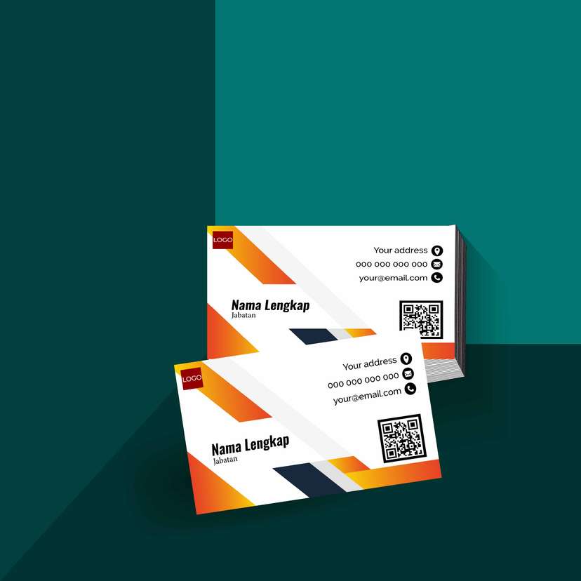 Kartu Nama Dinamis dengan Kombinasi Oranye, Merah, dan Hitam yang Menciptakan Energi - Image 1