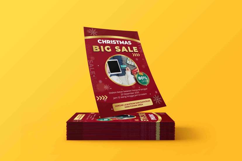Flyer Merah Gold untuk Promosi Hari Raya Natal - Image 1