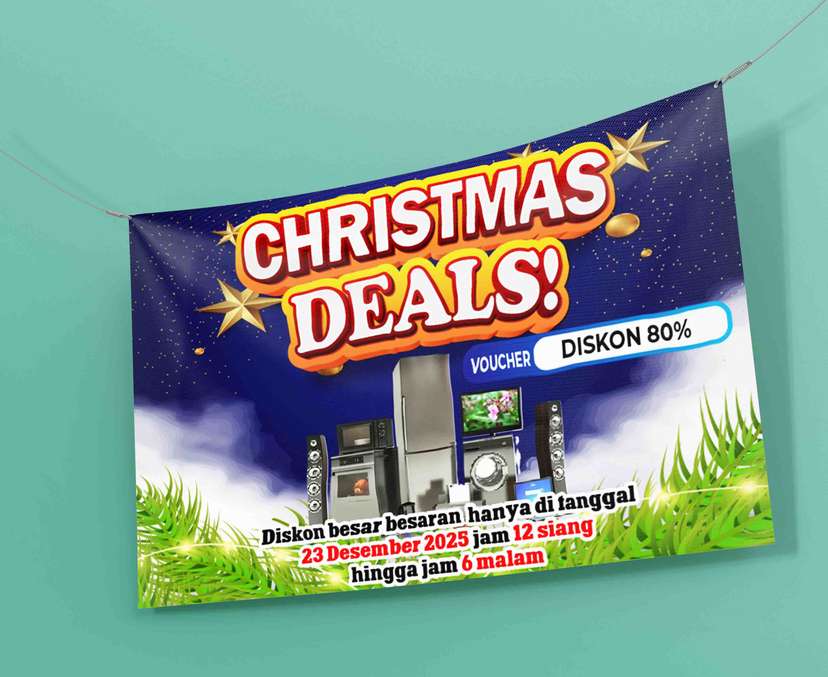 Baliho Christmas Deals Nuansa Blue Christmas - Image 1