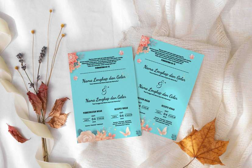 Undangan Wedding Bahasa Indonesia dengan Nuansa Biru Bunga - Image 2