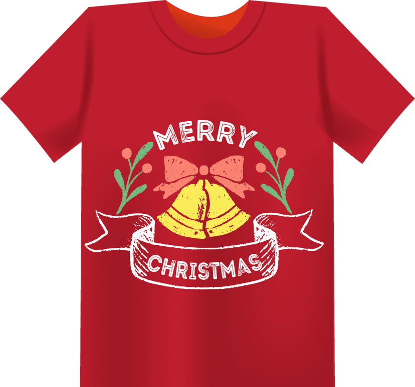 Kaos Merah Custom Natal Dengan Gambar Lonceng - Image 1