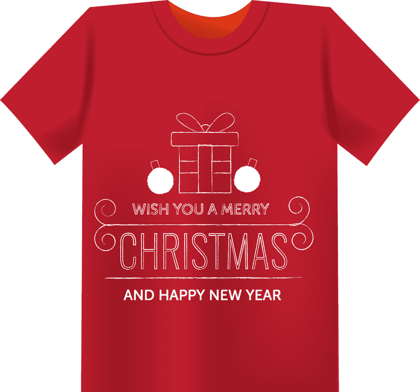 Kaos Merah Custom Natal dengan Gambar Kado - Image 1