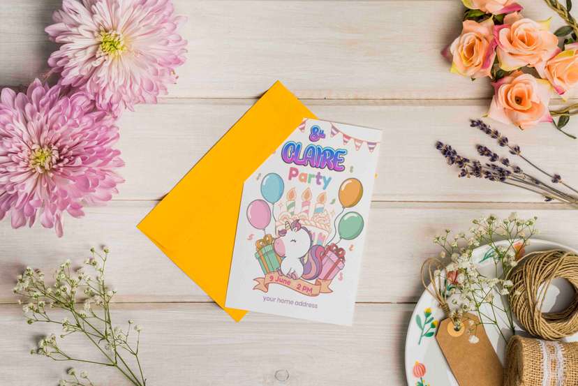 Undangan Ulang Tahun Claire Tema Unicorn Balon - Image 1