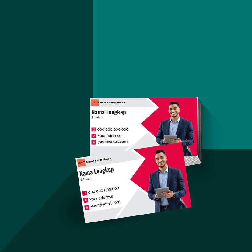 Kartu Nama Formal dengan Kombinasi Merah Menyala dan Abu, Memberikan Kesan Tegas, Kuat, dan Berwibawa - Image 1