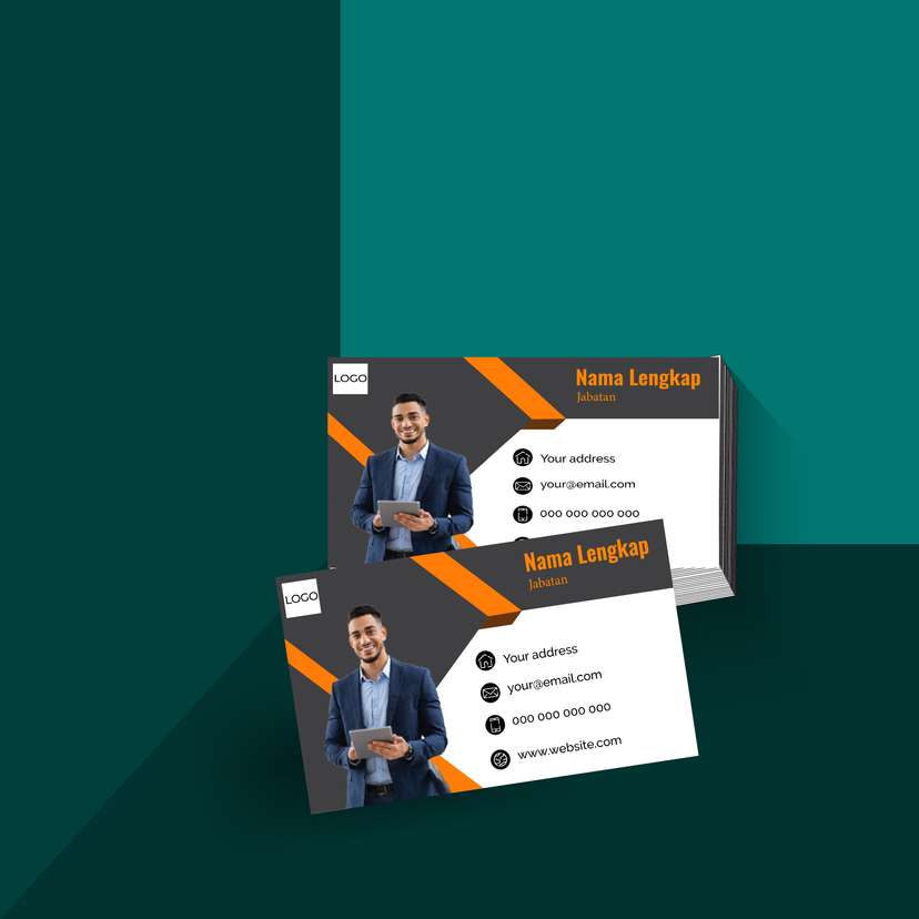 Kartu Nama Modern dengan Nuansa Hitam dan Oranye yang Tegas, Elegan, dan Memberikan Kesan Profesional - Image 1