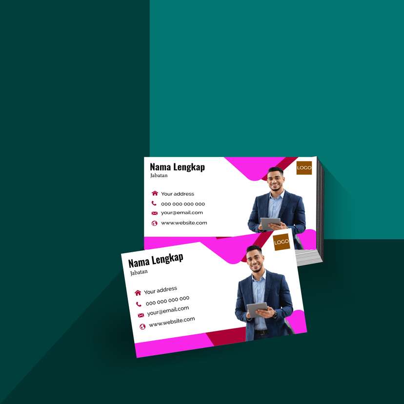 Kartu Nama Simpel Bernuansa Putih dan Pink Cerah - Image 1