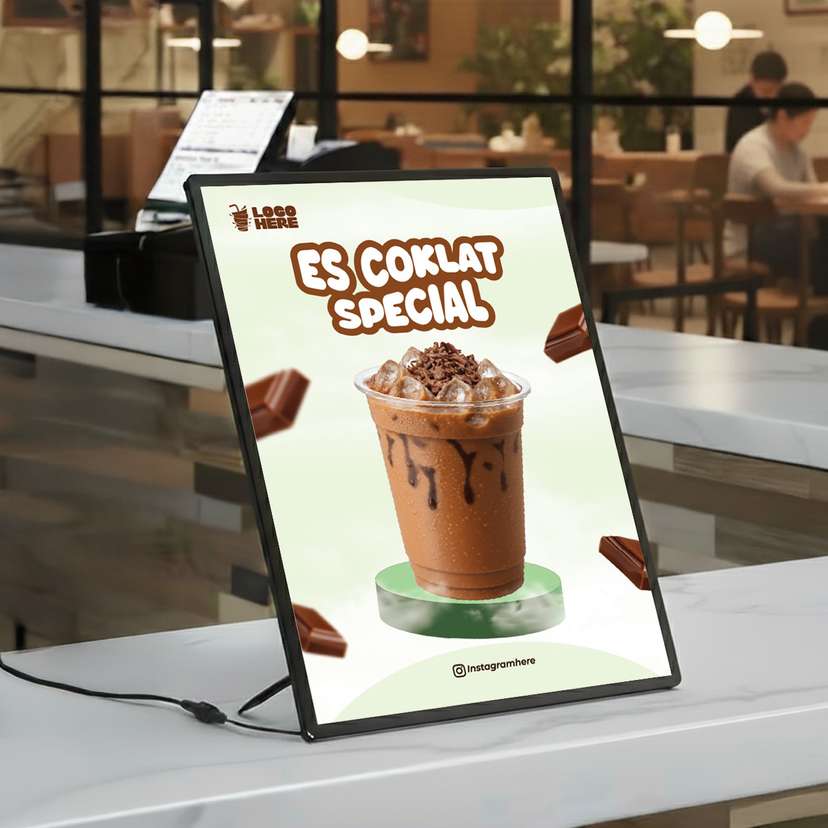 Slim LED Menu Es Coklat Special Dengan Latar Hijau Muda - Image 1