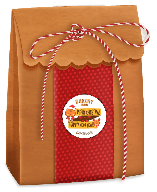 Stiker Merry Christmas Desain Gingerbread untuk Kemasan Kue dan Hadiah Natal - Image 1