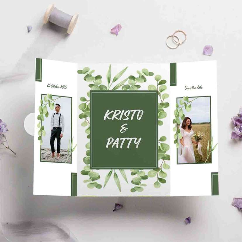 Undangan Pernikahan Elegan Hijau Daun - Image 1