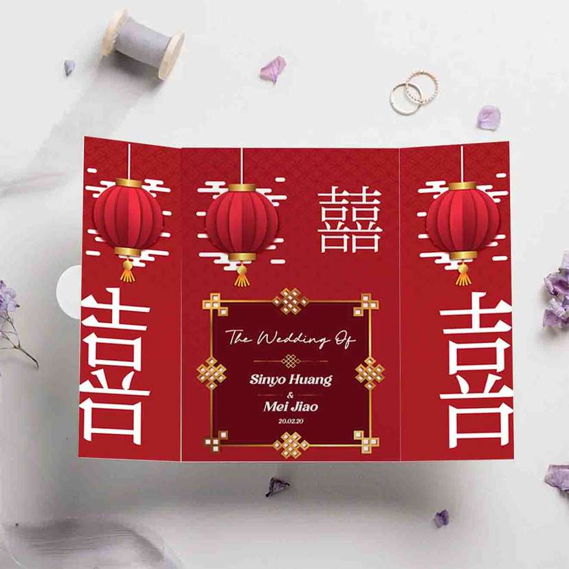 Undangan Pernikahan Merah Elegan Oriental - Image 1