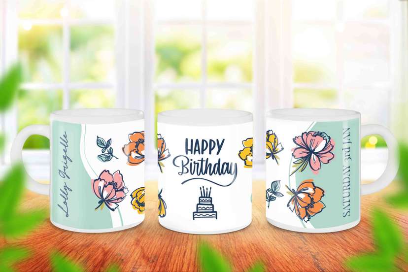 Mug Souvenir Ulang Tahun Elegan Tosca Mix Flowers - Image 1
