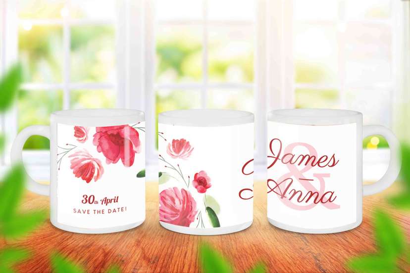 Mug Souvenir Wedding Elegant Dengan Bunga - Image 1
