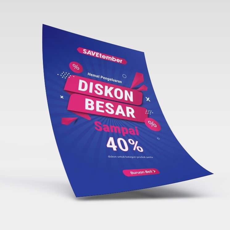 flyer biru merah menarik point of interest - Image 1