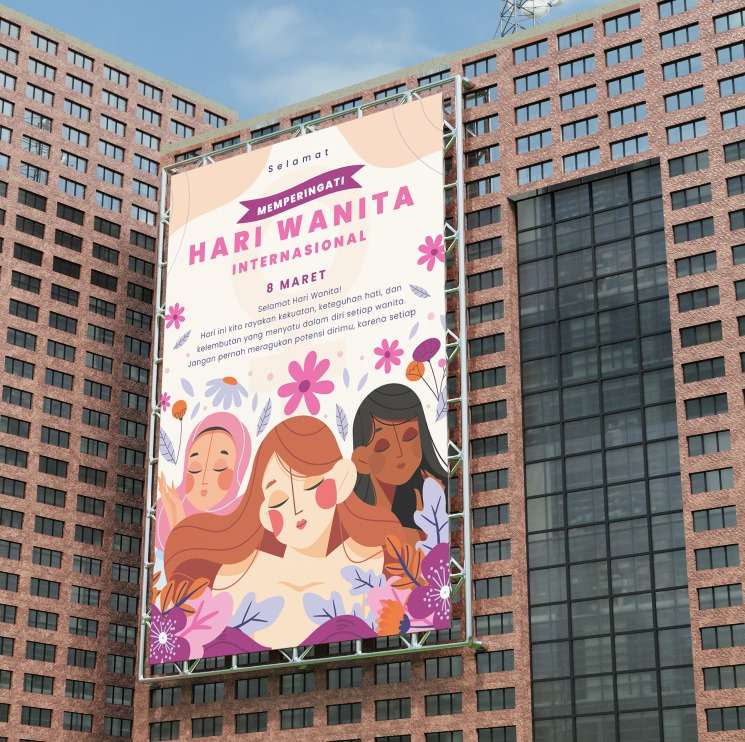 baliho hari wanita soft lembut penuh dengan bunga - Image 1