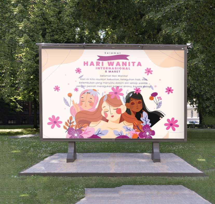baliho hari wanita soft warna cream bunga dan kelembutan wanita - Image 1