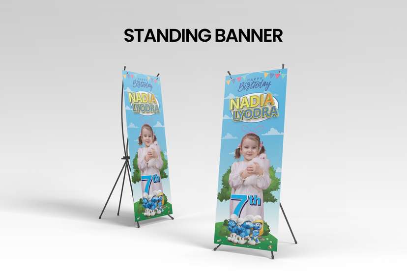 Standing Banner Ulang Tahun Smurf - Image 2