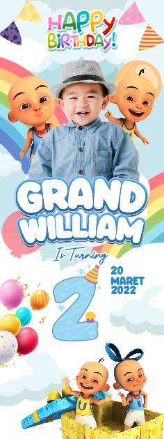 Standing Banner Hari Ulang Tahun Anak Upin Ipin - Image 1
