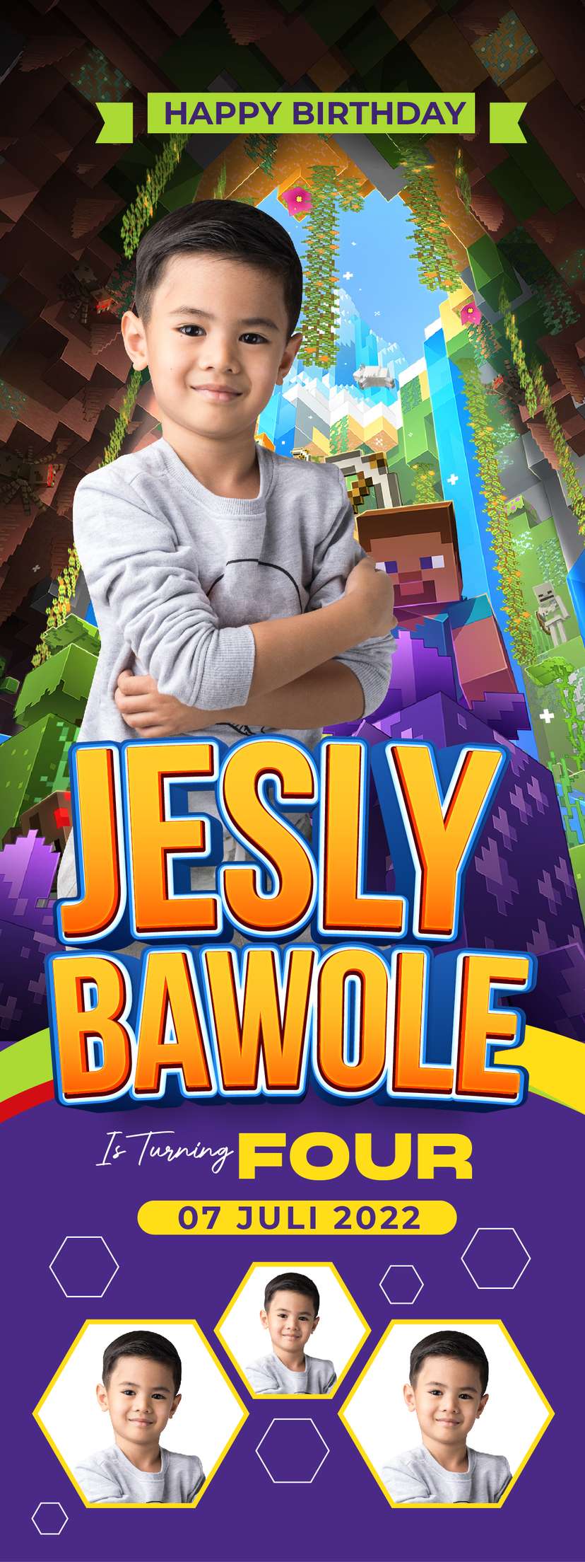 Standing Banner Hari Ulang Tahun Anak Minecraft - Image 2