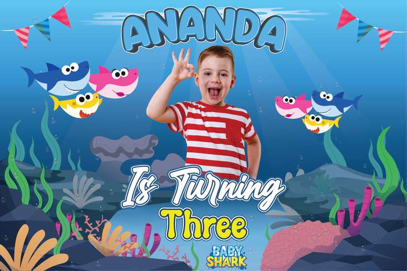 Baliho Ulang Tahun Baby Shark - Image 1