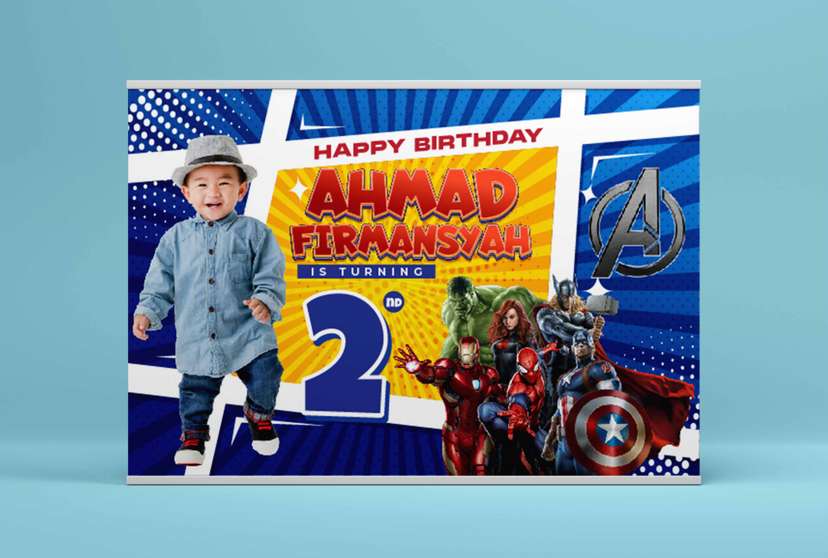 Baliho Hari Ulang Tahun Anak Avengers - Image 2