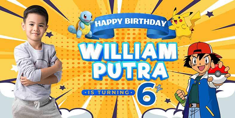 Baliho Ulang Tahun Anak Pokemon - Image 1