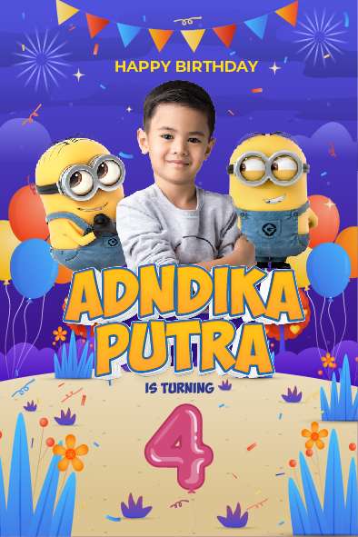 Baliho Hari Ulang Tahun Anak Minions - Image 1